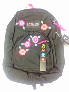 Jansport Trans Backpack Black Rosa Floral Embroidery 15 inch Laptop Space, New - Picture 1 of 9