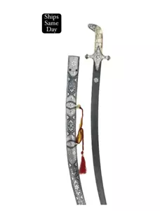 ESPADA KILIJ, CABEZA KILIJ, ESPADA VAINA CALIGRAFÍA plata árabe, damasco - Imagen 1 de 10