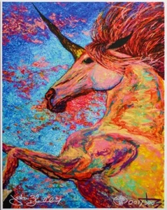 Colorful Unicorn Limited Edition 11x14 Linen Fine Art Print Signed #'d /300 - Picture 1 of 3