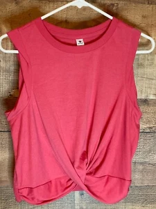 90 DEGREE SLEEVELESS HALF CROPPED TWIST FRONT TOP M BRIGHT PINK - Picture 1 of 8