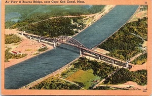 MA Postkarte Luftmassenansicht der Bourne Brücke über Cape Cod Kanal Luftaufnahme Vogelperspektive  - Bild 1 von 2