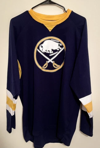 NHL Official Buffalo Sabres Sweater Yellow Blue Size Large Cover