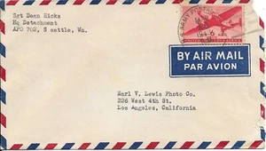 APO 702, White Hourse, Yukon, Alcon Highway nach Los Angeles, ca 1943 Luftpost (M5740) - Bild 1 von 1