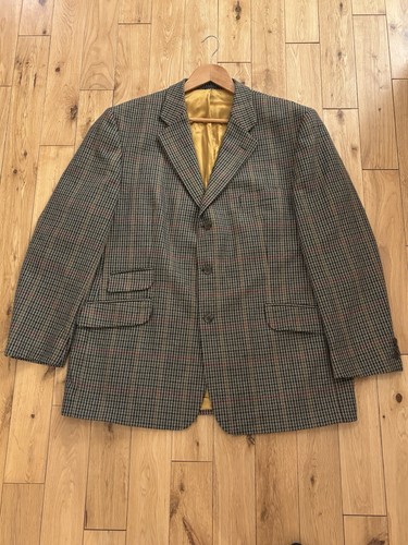 GIACCA SPORTIVA VINTAGE BROOK TAVERNER SAXONY SUPREME UOMO 46" TWEED MULTI CHECK