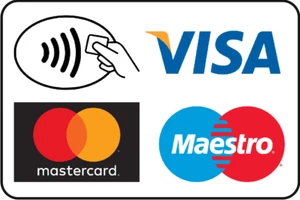 Adesivo carte di credito accettate mm 120x180. Sticker credit cards welcome. - Imagen 1 de 1