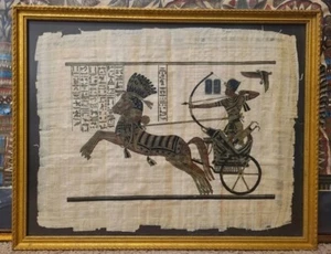 Egyptian Papyrus Ramses ll Painting Battle of Kadesh Handmade Egypt Historical - Picture 1 of 8
