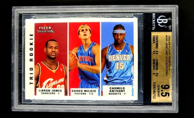Fleer Tradition 291 2003 LeBron James/Darko Milicic/Carmelo Anthony RC BGS 9,5 Foto 1 de 4