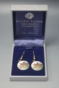 CELTIC LANDS ENAMEL COLLECTION SEA GEMS EARRINGS DRAGONS MIB - Picture 1 of 4