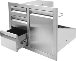 Outdoor Kitchen BBQ Access Door/Triple Drawer Combo with Stainless Steel Propane - Picture 1 of 7