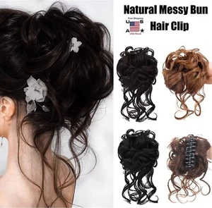 THICK Messy Bun Hair Piece Scrunchie Updo Real Hair Extensions as Human Hair USA - Picture 1 of 20