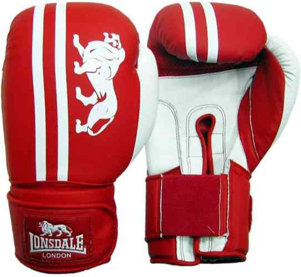 LONSDALE MENS CLUB SPARRING 10 OZ HEAVY BAG PRO TRAINING GLOVESRED/WHITE