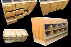 Alter Verkaufstresen Ladentheke 12 Schubladen Glas Holz Mid Century - Bild 1 von 12