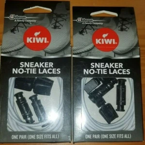 2 SETS  - 1 Pair Per Set - KIWI Sneakers No-Tie Laces WHITE  - Picture 1 of 2