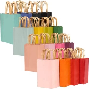 Paper Bags with Handles Bulk 7.6"x4.75"x10.5" Medium Gift Bags 16 Different - Picture 1 of 7