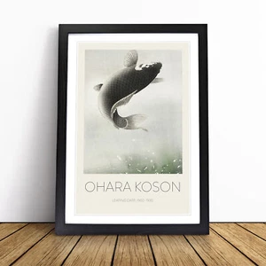 Springender Karpfenfisch von Ohara Koson Wandbild Kunstdruck gerahmtes Leinwandbild Poster - Bild 1 von 9