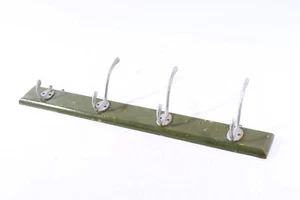 Old Wooden Hook Rail, 60cm, Cult Retro Wardrobe Wooden Rail with Hooks Green - Picture 1 of 7
