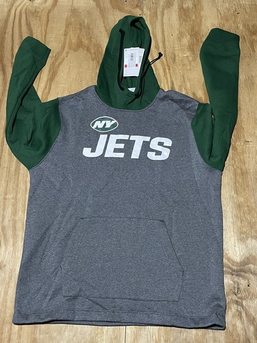 VETEMENTS Felpa con cappuccio New York Jets Nike uomo L 2 toni grigio verde pullover nuova! @i9