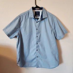 Ricky Singh Casual Slim Fit Shirt XL Cactus Man 100% Cotton Blue With Pattern - Picture 1 of 7