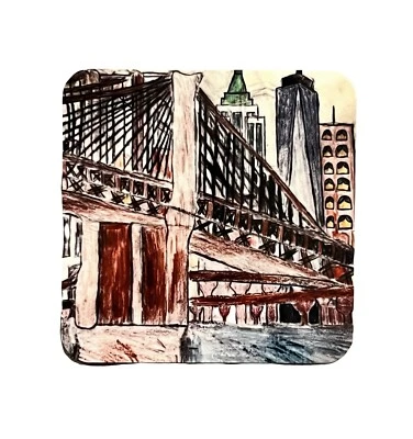 4 por 4 pulgadas dibujo multicolor alto brillo acabado montaña rusa "Nueva York City" Foto 1 de 2