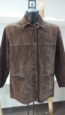 Jaqueta de couro genuíno masculina usada marrom tamanho 44 - PGC043PI - Imagem 1 de 4