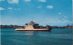 Postcard Ontario Sault Ste Marie Passenger & Car Ferry b/w US & Canada 50s-60s - Picture 1 of 1