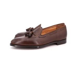 NEW GEORGE CLEVERLEY CROCKETT & JONES 12.5 11.5 BROWN SCOTCHGRAIN TASSEL LOAFER - Picture 1 of 15