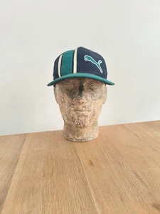 Puma Mens Vintage Snapback Cap Hat Navy Blue Teal 90s Y2K - Picture 1 of 5