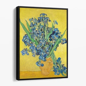 Vase with Irises Against a Yellow Background 1890 Van Gogh Canvas Print Wall Art - Picture 1 of 7