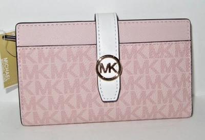 Michael Kors Greenwich Medium Signature Bifold Wallet Powder Blush Pink NWT $178 - Image 1 of 4