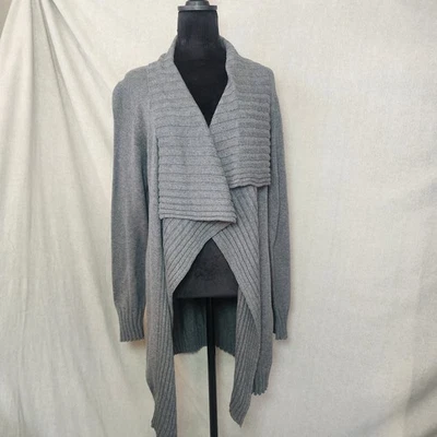 Cárdigan para mujer Eileen Fisher gris medio de algodón orgánico frente abierto nuevo con etiquetas Foto 1 de 4