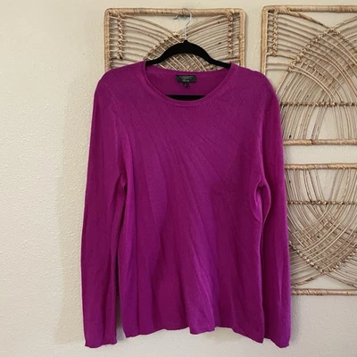 Charter Club Luxury 100% Cashmere Pullover Sweater Magenta Minimalist Sz L B37 - Image 1 of 4