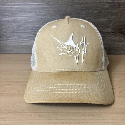 Guy Harvey Sombrero Gorra Snap Back Tostado Blanco Malla Camionero Pesca Marlín Para Hombres Talla Única Foto 1 de 4