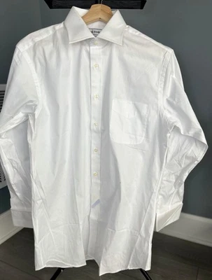 Camisa de vestir Paul Fredrick ajustada para hombre 16 33 blanca pinpoint Oxford abotonada Foto 1 de 4