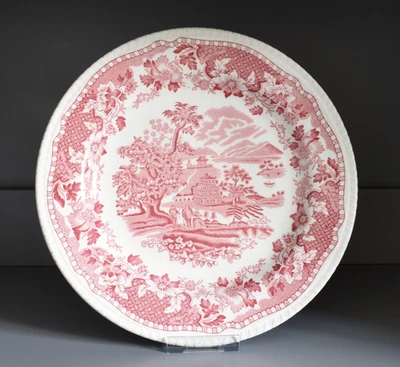 Wood & Sons Seaforth 10” dinner plate,  vintage pink transfer ware - Image 1 of 4