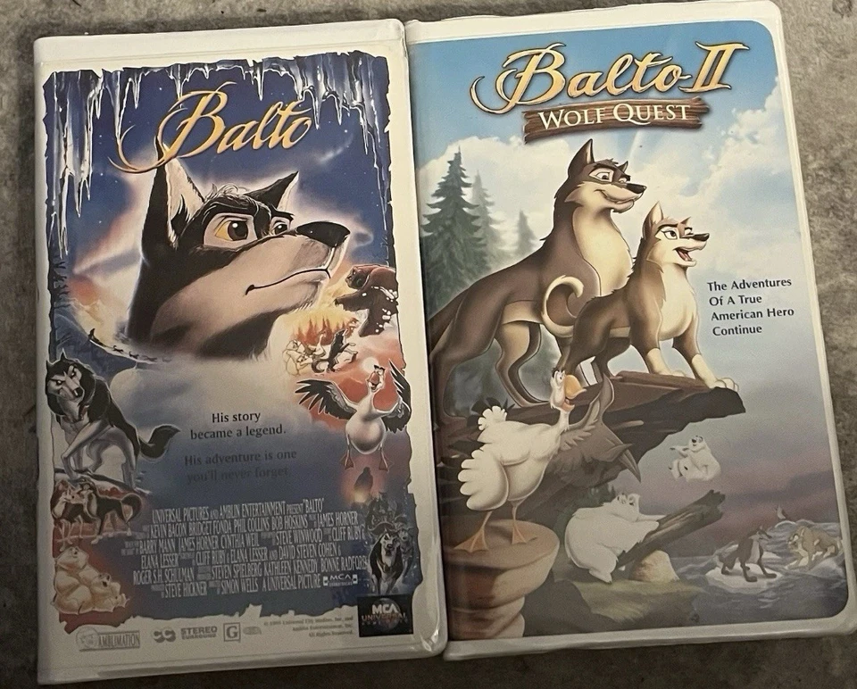 RARE Balto 1 & 2: Wolf Quest & Balto VHS Clamshell Excellent Condition  Foto 1 de 2