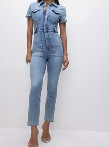 Good American Light Blue Denim Jumpsuit **SIZE PETITE-SMALL** BNWT - Picture 1 of 11