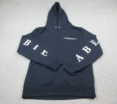 Abercrombie Fitch Sweater Mens Extra Small Blue Spell Out Hoodie Sweatshirt - Image 1 of 4