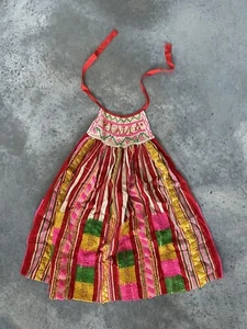 Vintage Girls Smock Embroidered Wool Red Pink Yellow Ages 6-8 - Picture 1 of 10