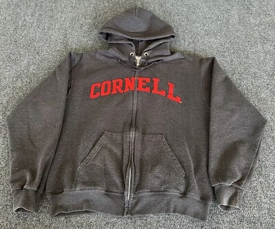 Толстовка с капюшоном Cornell University Champion Sportswear серая с красной строчкой с надписью на молнии M - Изображение 1 из 4