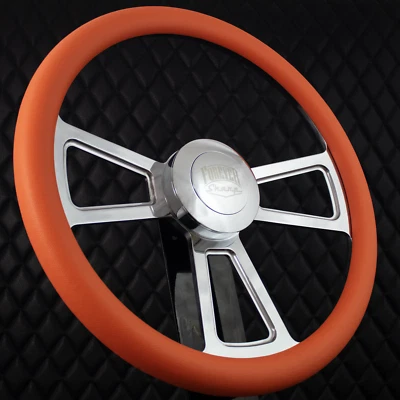 (T06) Volante Aluminio 18" Plataforma Grande Naranja Vinilo Freightliner 2007+ Foto 1 de 4