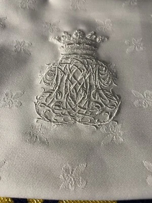 Antik’Etoffe, 6 serviettes table, Monogramme sous Couronne Marquis,Cadeau Unique - Photo 1/4