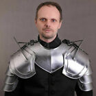 Gothic Steel Pair Of Pauldrons With Gorget Shoulder Larp Armor Replica Sca Larp