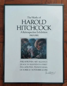 1982 Harold Hitchcock SIGNED surrealism art exhibition poster Philadelphia print - Picture 1 of 6
