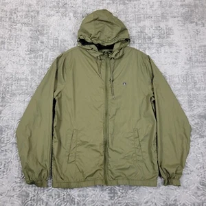 Volcom Jacket Men Large Green Lightweight Windbreaker Full Zip Hooded Drawstring - Picture 1 of 10