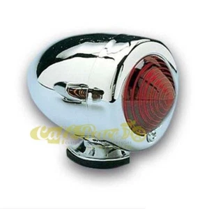 Luce di posizione bullet cromata liscia lente rossa caferacer custom - Picture 1 of 1
