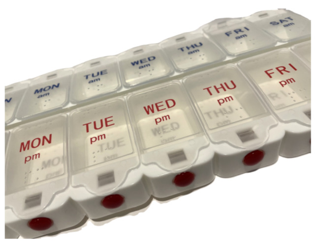 Estuche organizador de pastilleros, 14 compartimentos, 7 ranuras diarias AM  PM, 2 veces al día, dosis semanal, soporte para medicamentos