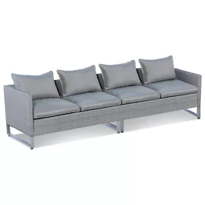 2PCS Patio Conversation Set Sectional Sofa Furniture Cushioned Seat Garden Grey - Picture 1 of 10