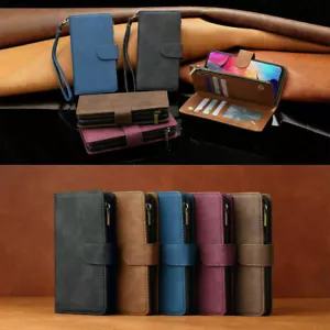 Leather Zip Wallet Phone Case For Oneplus 7 7T 8 9 Pro Magnetic Flip Stand Cover - Picture 1 of 17