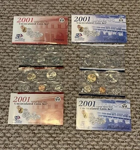 2001 P&D Mint Set Brilliant Uncirculated US with Envelopes & COAs (20 Coin Set) - Picture 1 of 1