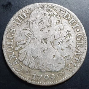 Mexico Spanish Colonial 8 Reales Carol Carolus IIII 1799 Mo FM Chinese Chopmark - Picture 1 of 6